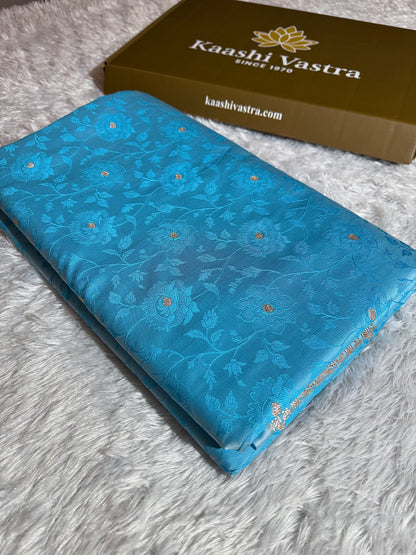 Sky blue premium Banarasi Mashru katan silk saree MK213