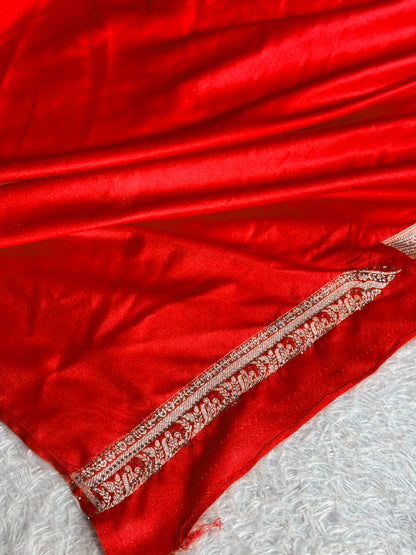 Bridal Red colour premium Banarasi Mashru katan silk saree MK268