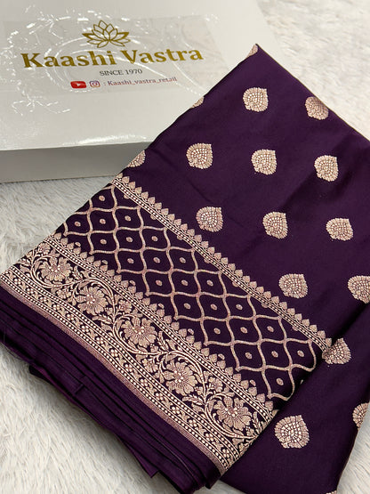 Purple Banarasi Mashru katan silk saree MK157