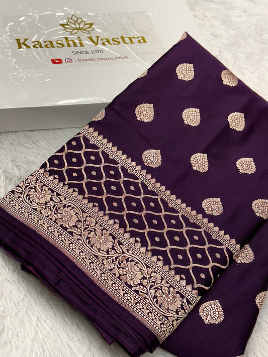 Purple Banarasi Mashru katan silk saree MK157