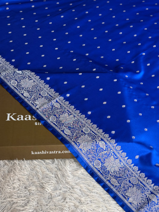 Royal blue colour premium Banarasi Mashru katan silk saree MK340
