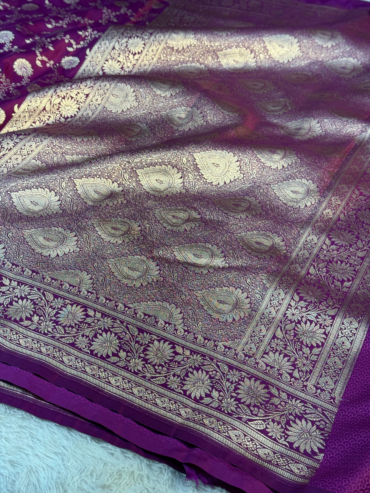 Premium purple Banarasi Mashru katan silk saree MK163