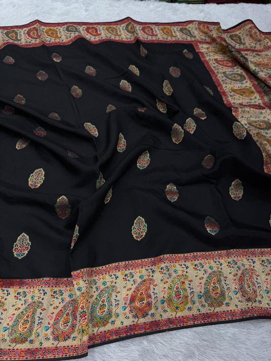 Banarasi pure satin pashmina silk saree DS101