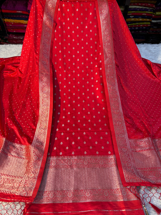 Banarasi soft satin suit dupatta and bottom
