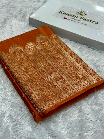 Mustard Banarasi Mashru katan silk saree MK189