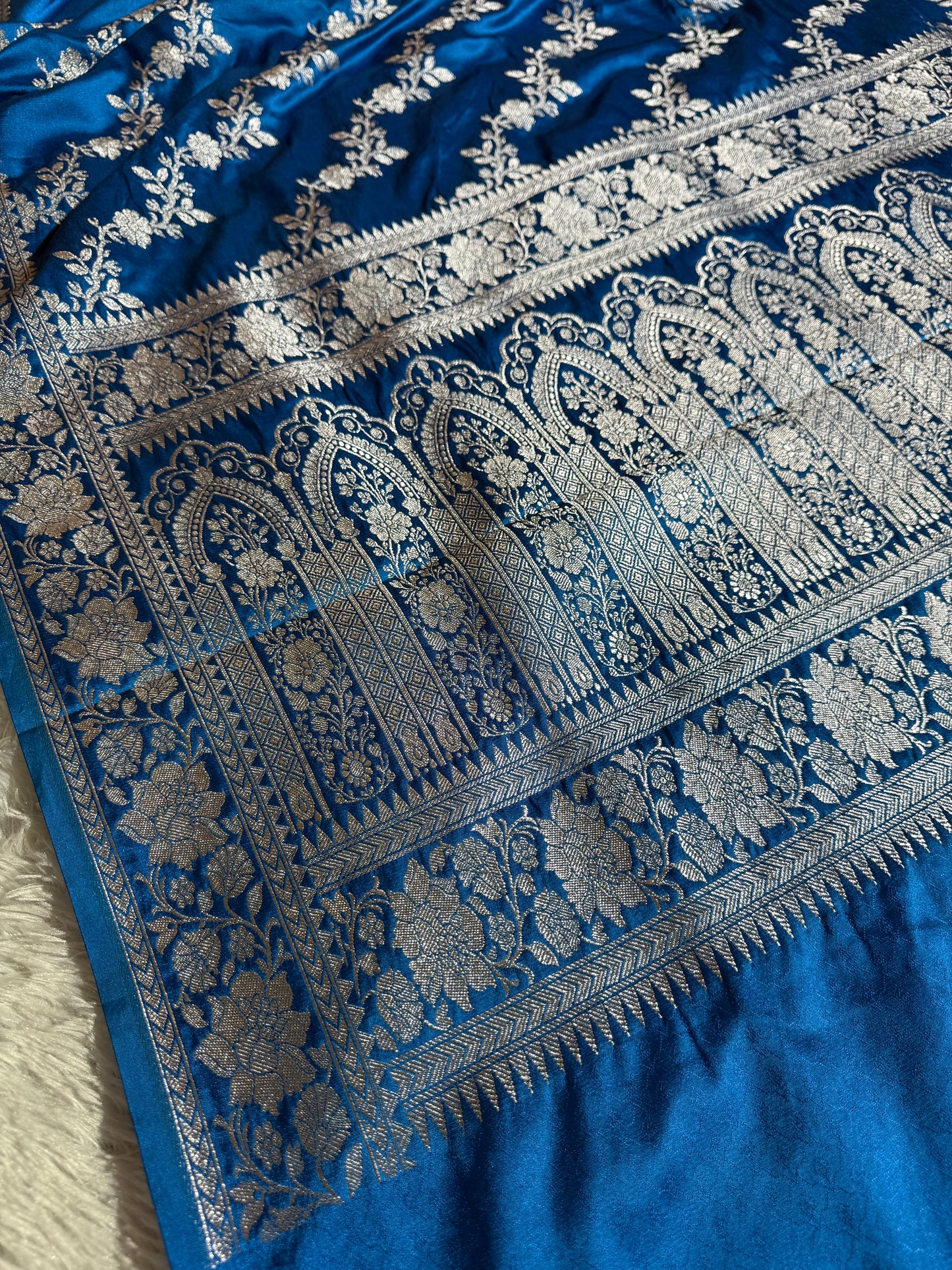 Sky blue premium Banarasi Mashru katan silk saree MK204