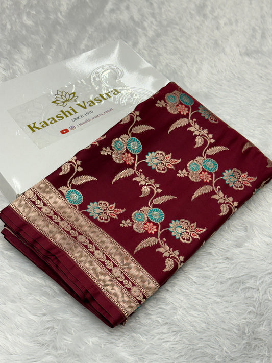 Maroon celebrity inspired premium Banarasi Mashru katan silk saree MK188