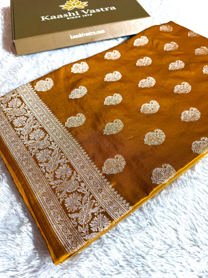 Mustard premium Banarasi Mashru katan silk saree MK220