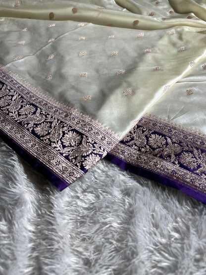 Purple contrast premium Banarasi Mashru katan silk saree MK182