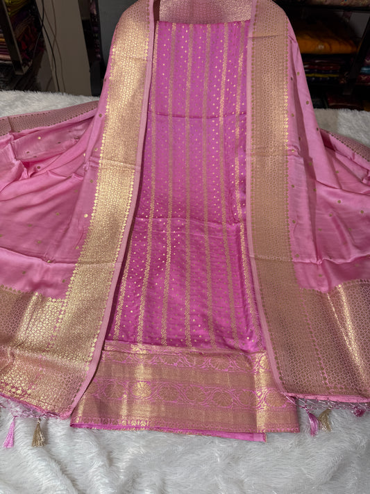 Banarasi pure mudal silk suit dupatta and plain bottom MD102
