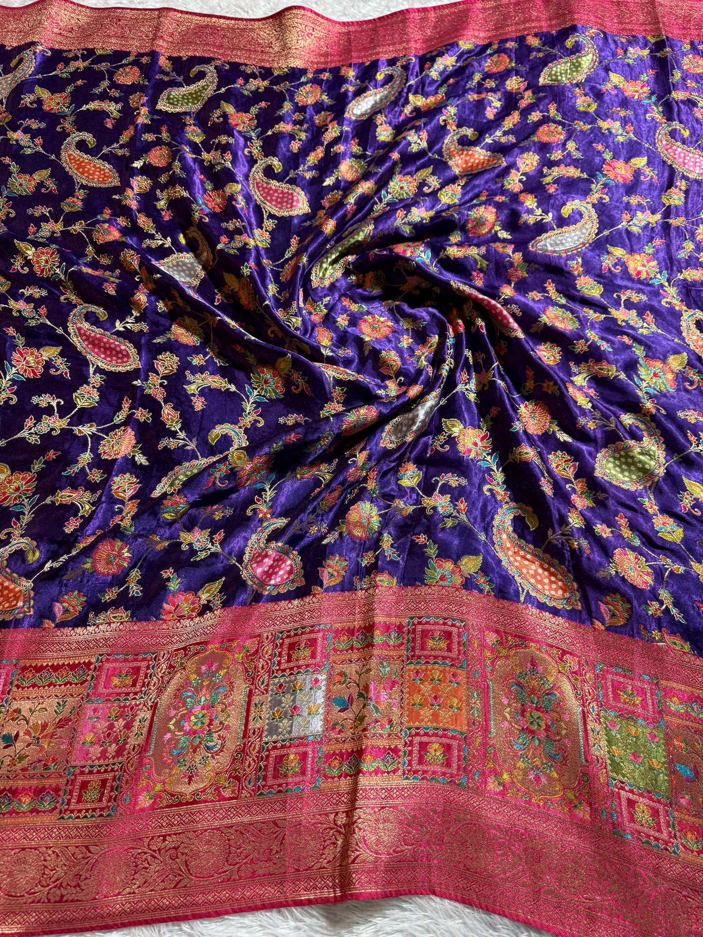 Premium Banarasi pure soft satin pashmina silk saree DS111