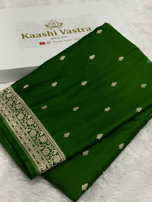Dark green premium Banarasi Mashru katan silk saree MK164