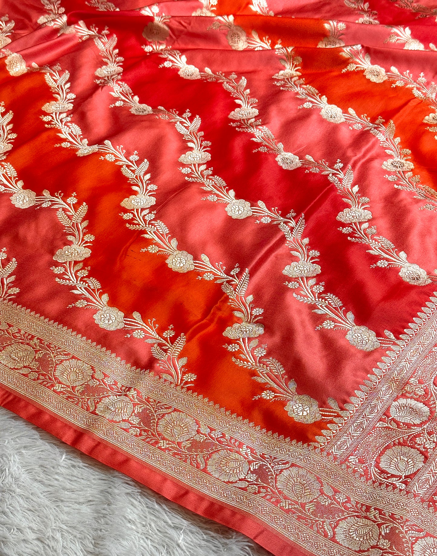 Premium hand brush Banarasi Mashru katan silk saree MK223