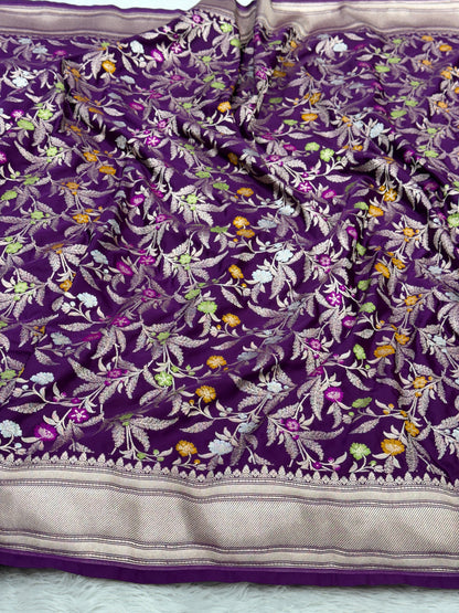 Purple premium Banarasi Mashru katan silk saree MK184