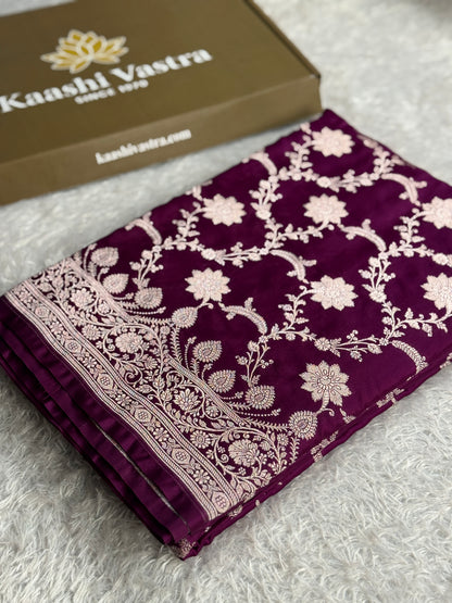 Majanta colour premium Banarasi Mashru katan silk saree MK227