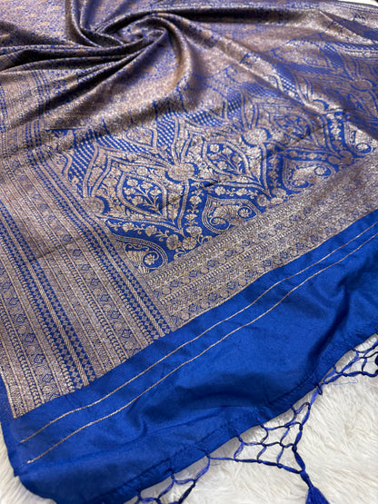 Royal blue Banarasi brocade katan silk saree BB101