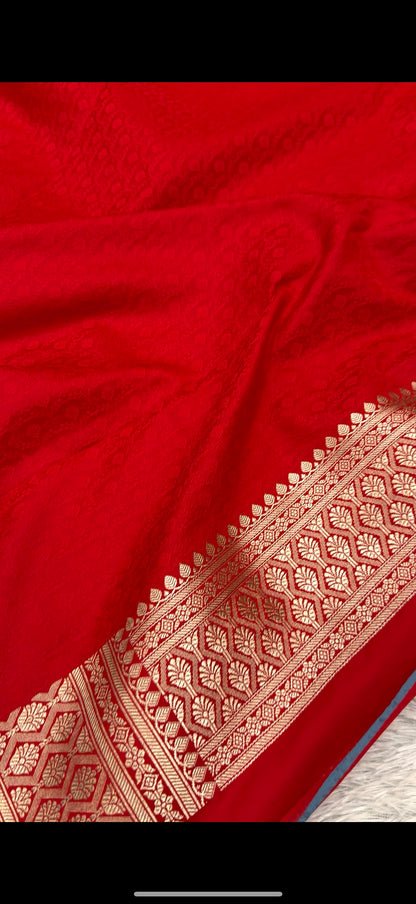Red premium Banarasi tanchui Mashru katan silk saree MK213
