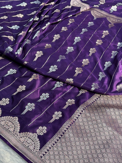 Purple color Banarasi Mashru katan silk saree MK158