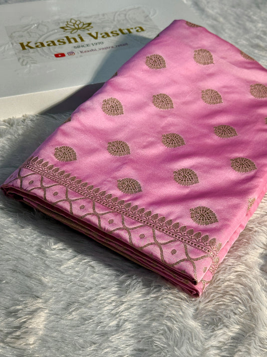 Pink Banarasi Mashru katan silk saree MK157