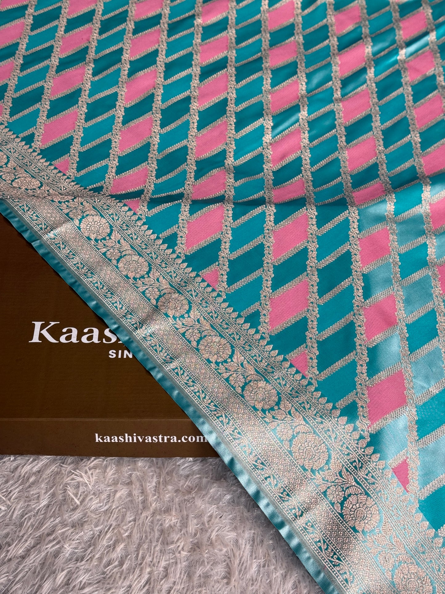 Sky blue colour premium Banarasi rangkat Mashru katan silk saree MK347