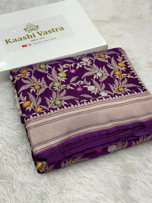 Purple premium Banarasi Mashru katan silk saree MK184