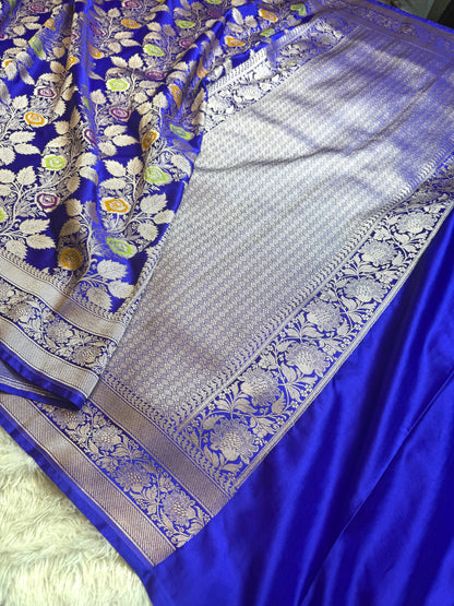 Royal blue premium tilfi Banarasi Mashru katan silk saree MK216