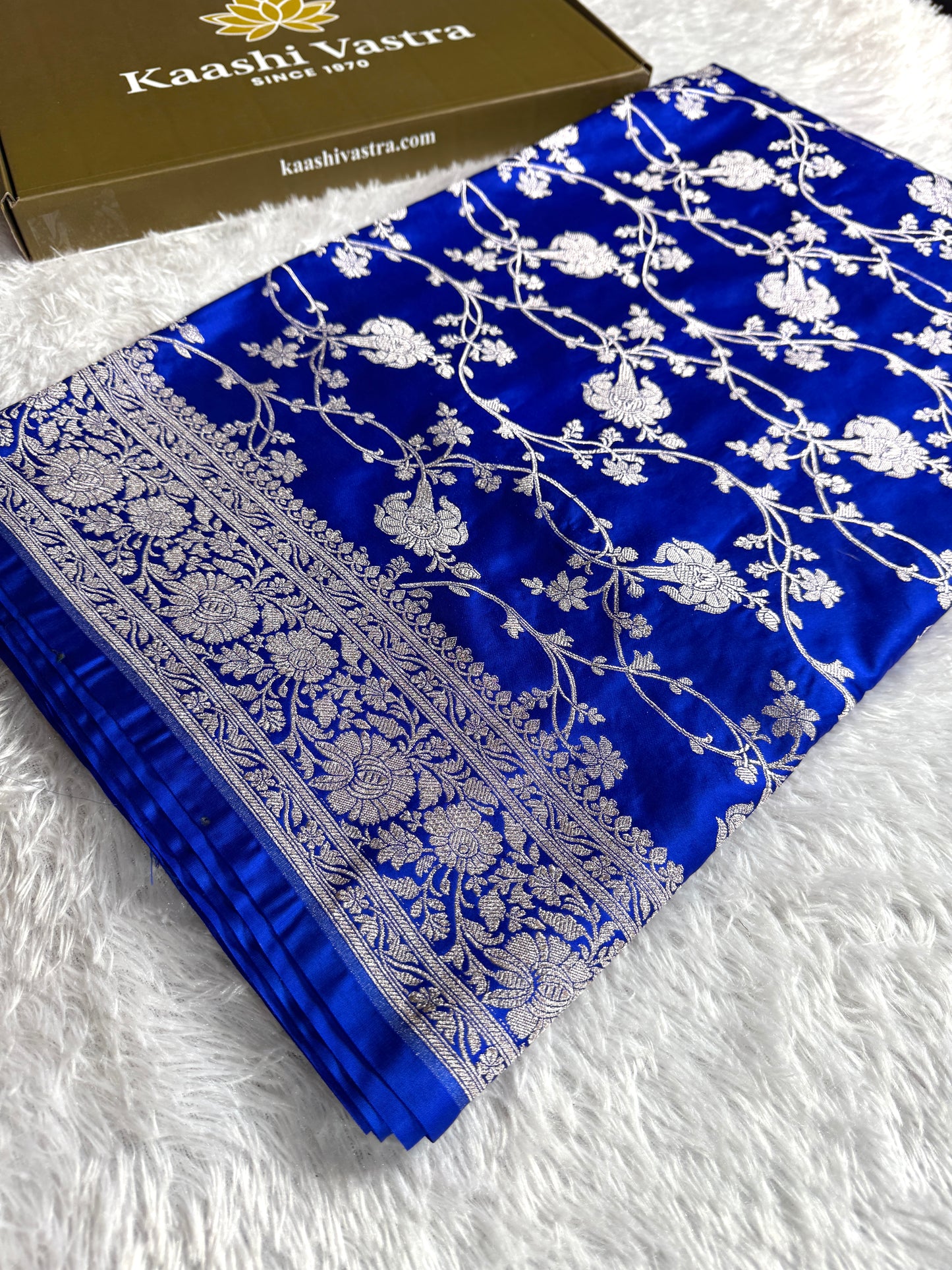 Royal blue premium Banarasi Mashru katan silk saree MK227