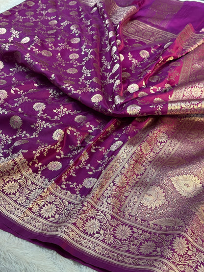 Premium purple Banarasi Mashru katan silk saree MK163