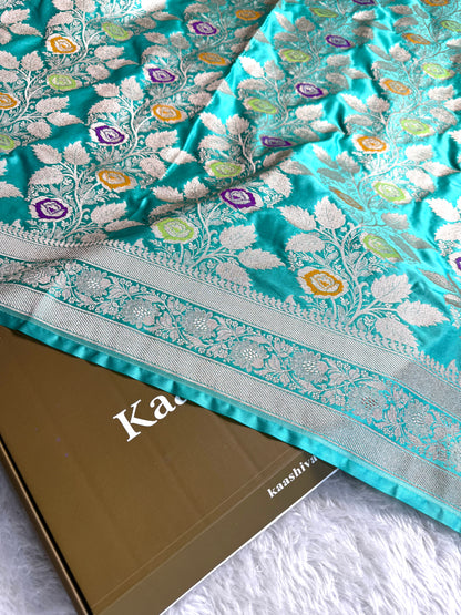 Sea green premium Banarasi Mashru katan silk saree MK216