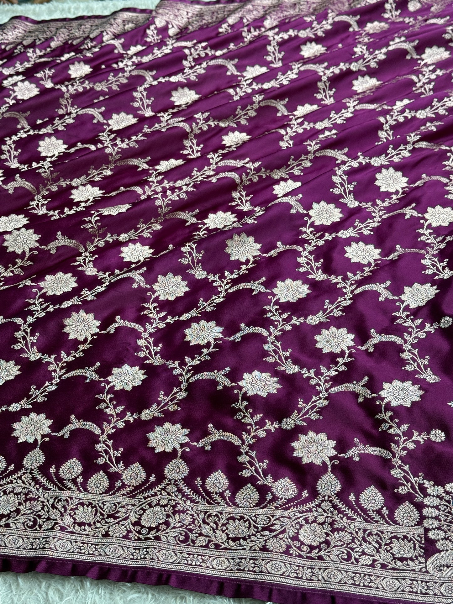 Majanta colour premium Banarasi Mashru katan silk saree MK227