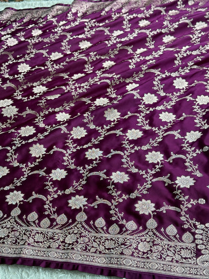 Majanta colour premium Banarasi Mashru katan silk saree MK227