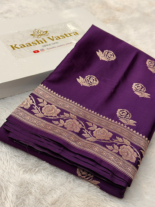 Purple Banarasi Mashru katan silk saree MK156