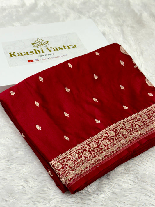 Maroon premium Banarasi Mashru katan silk saree MK164
