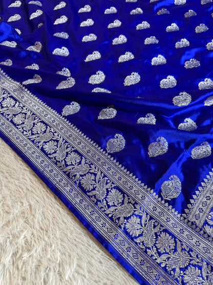 Royal blue premium Banarasi Mashru katan silk saree MK220