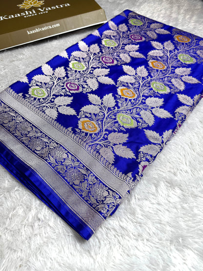 Royal blue premium tilfi Banarasi Mashru katan silk saree MK216