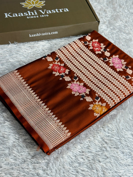 Dark mustard colour premium Banarasi Mashru katan silk saree MK332