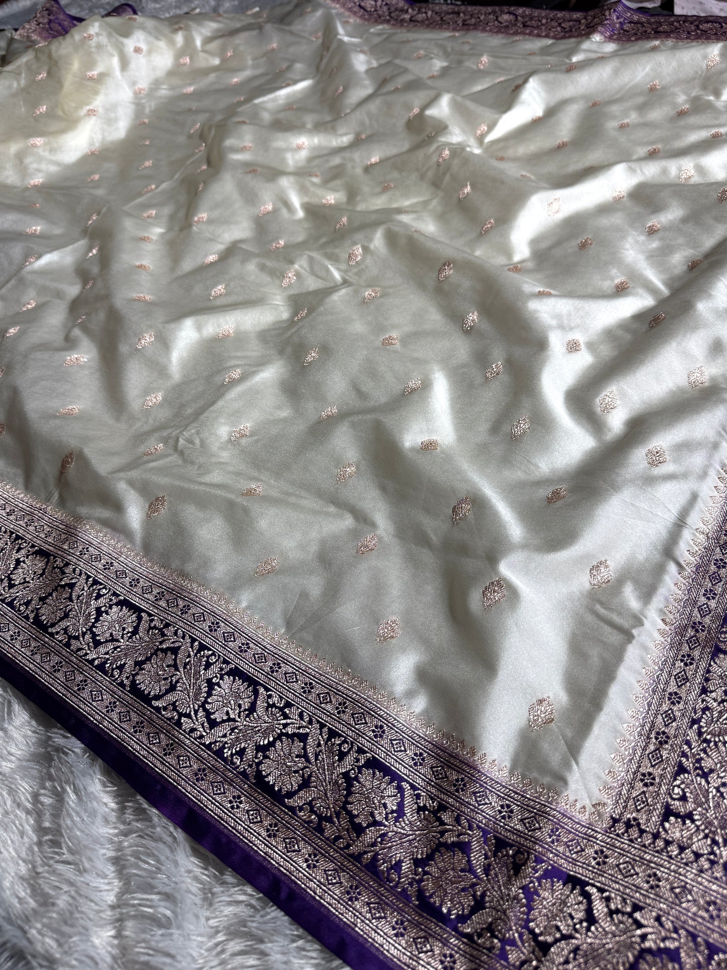 Purple contrast premium Banarasi Mashru katan silk saree MK182