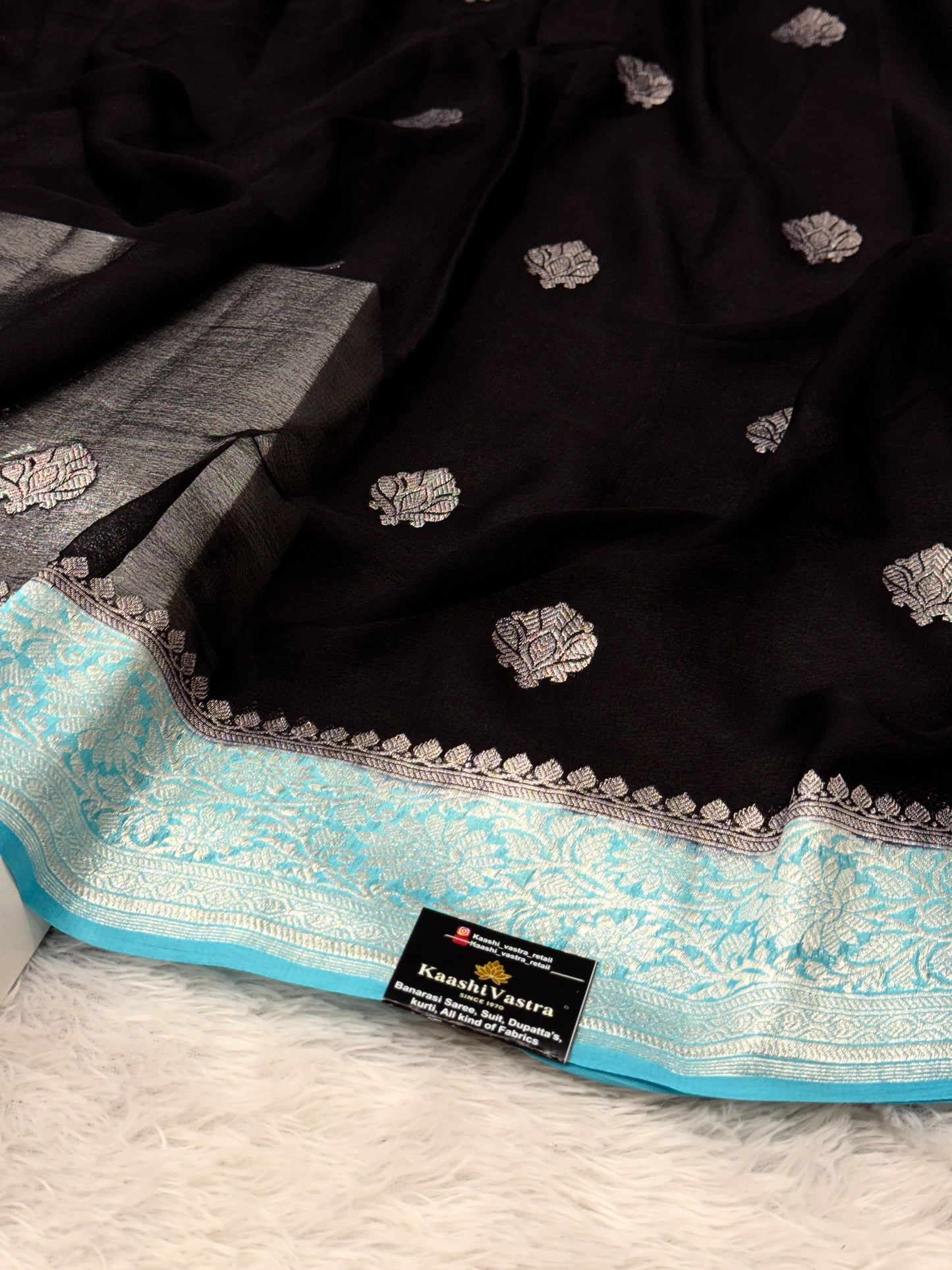 Banarasi hand woven khaddi chiffon silk saree