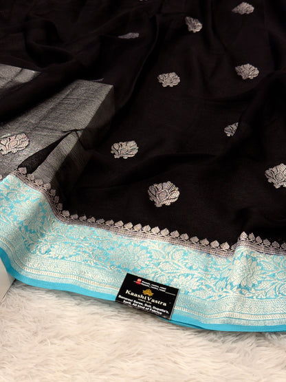 Banarasi hand woven khaddi chiffon silk saree