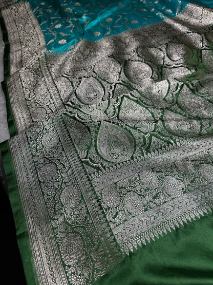 Premium contrast Banarasi Mashru katan silk saree MK203