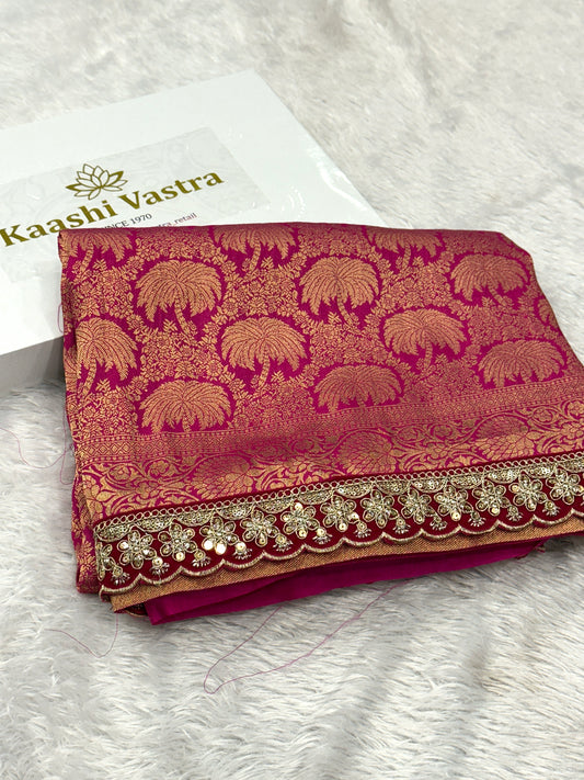 Pink Banarasi brocade katan silk saree BK101