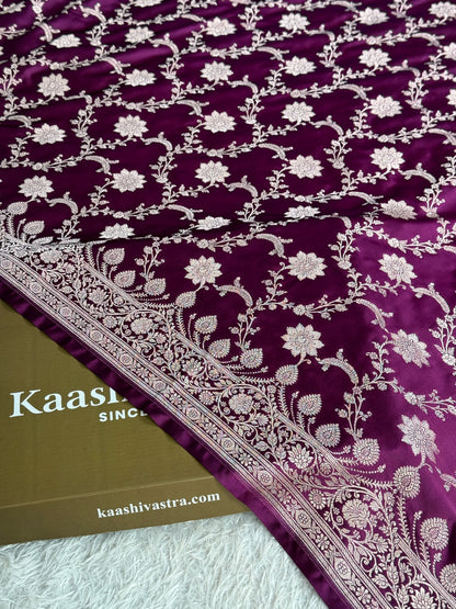 Majanta colour premium Banarasi Mashru katan silk saree MK227
