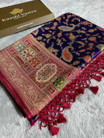 Premium Banarasi pure soft satin pashmina silk saree DS111