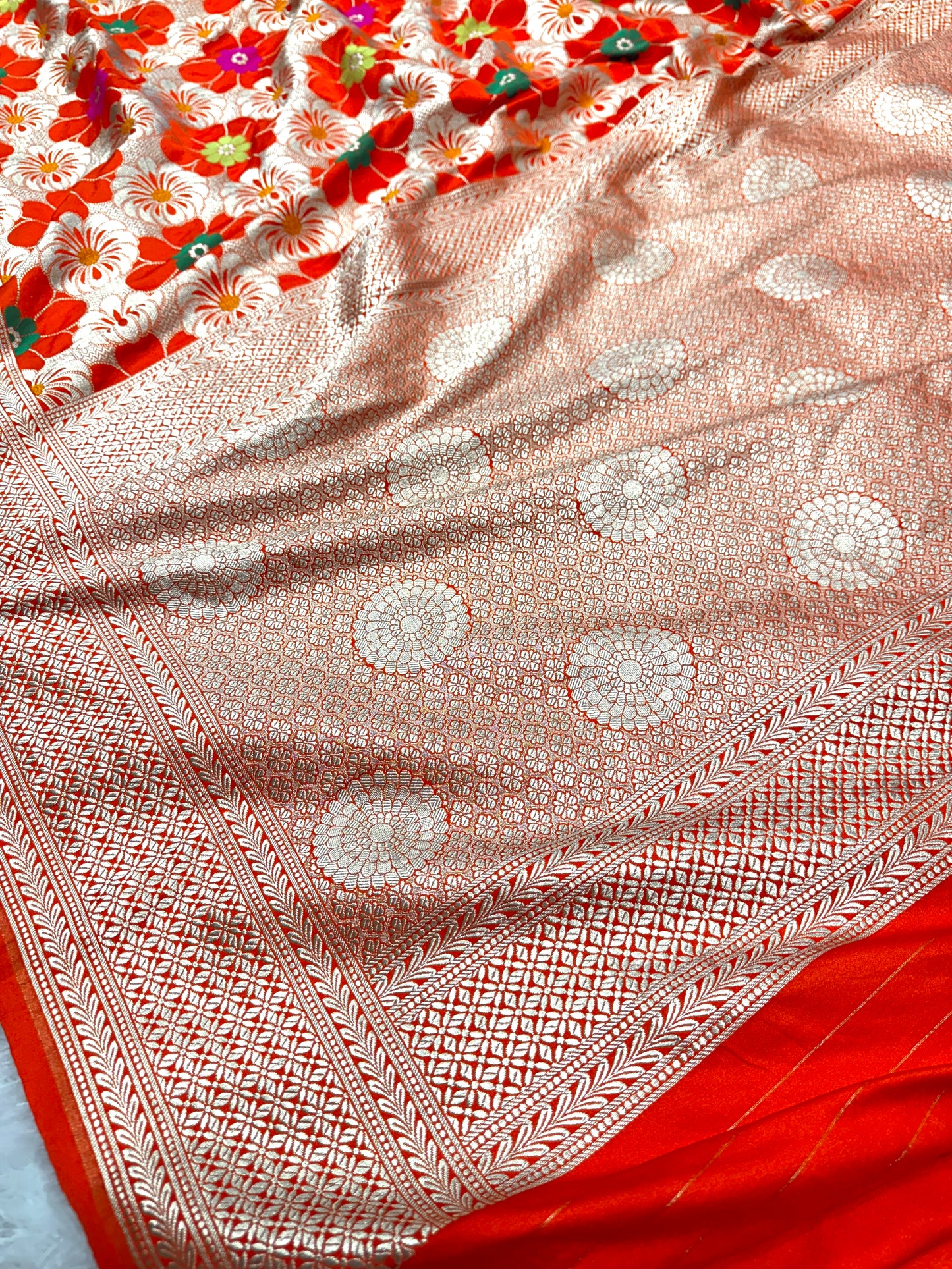 Orange premium Banarasi Mashru katan silk saree MK187