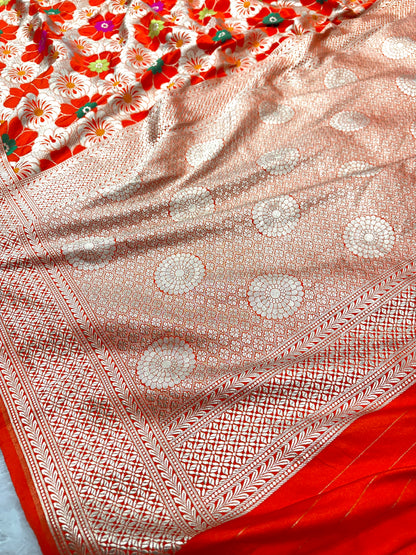Orange premium Banarasi Mashru katan silk saree MK187