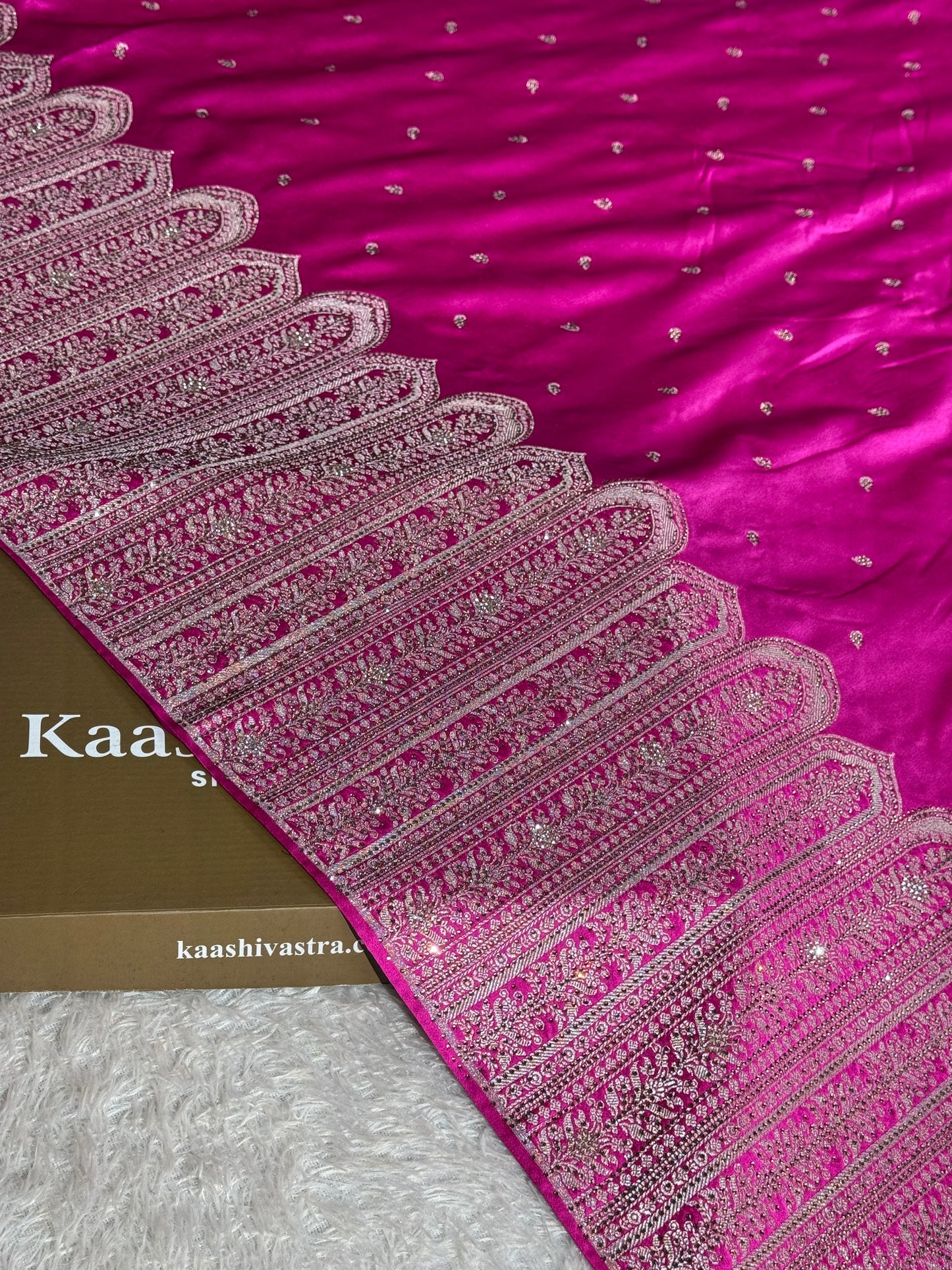 Rani pink colour premium Banarasi Mashru katan silk saree MK268