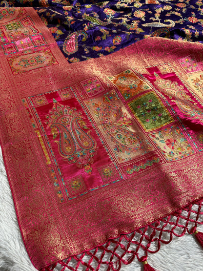 Premium Banarasi pure soft satin pashmina silk saree DS111