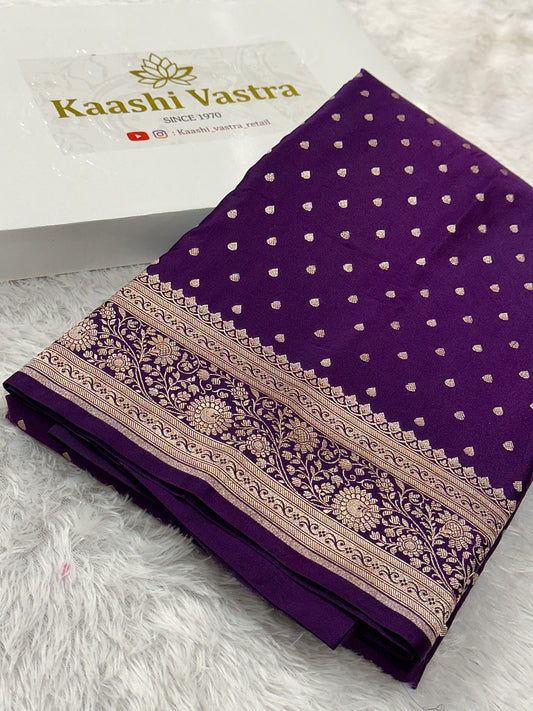 Purple Banarasi Mashru Katan silk saree MK159