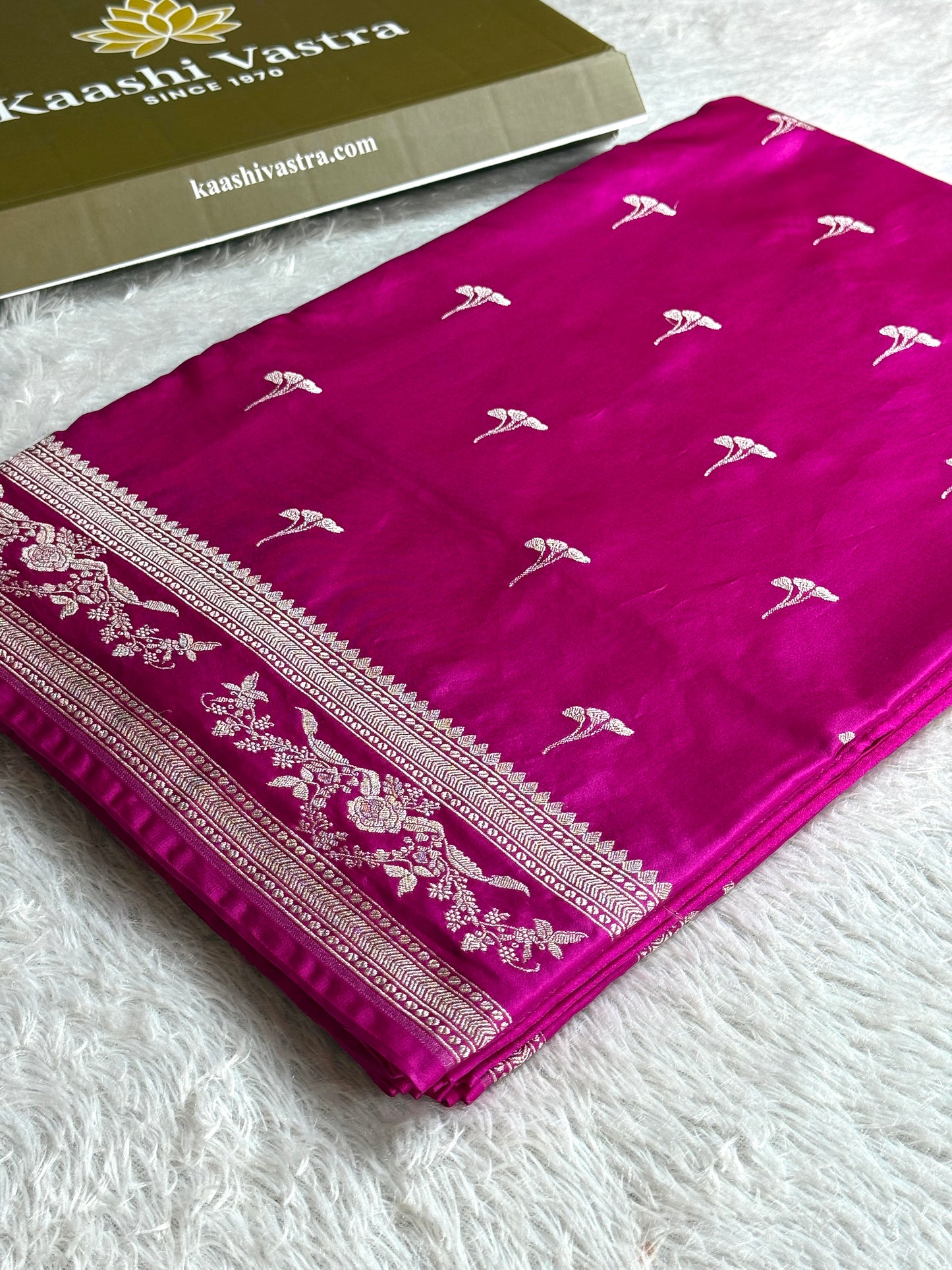 Rani pink premium Banarasi Mashru katan silk saree MK225