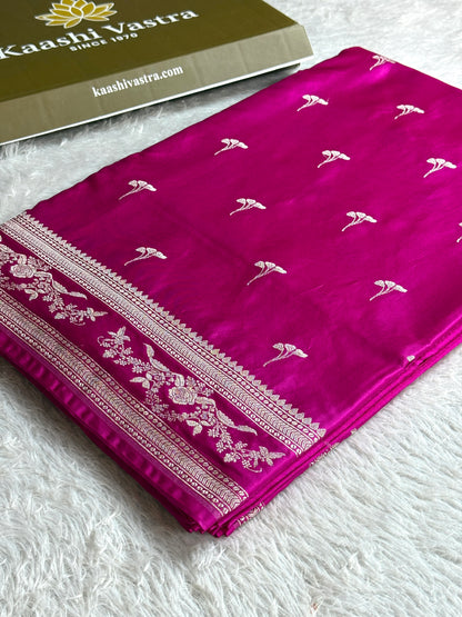 Rani pink premium Banarasi Mashru katan silk saree MK225